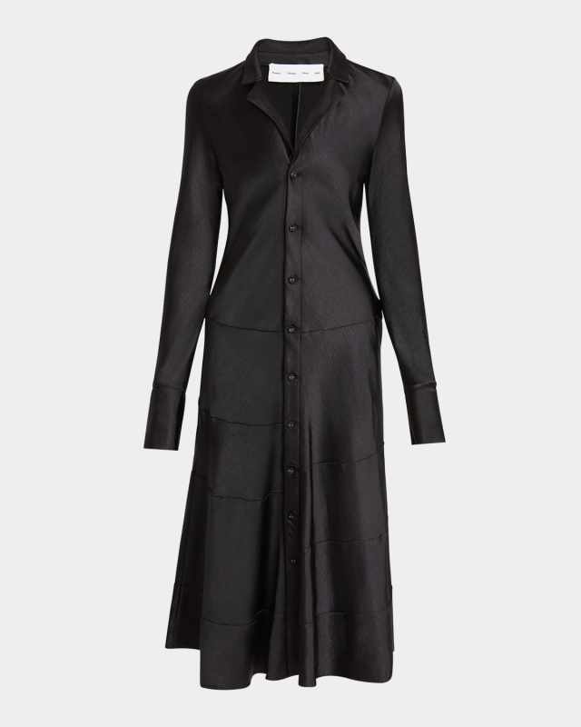 Amelie Satin Button-Front Midi Dress